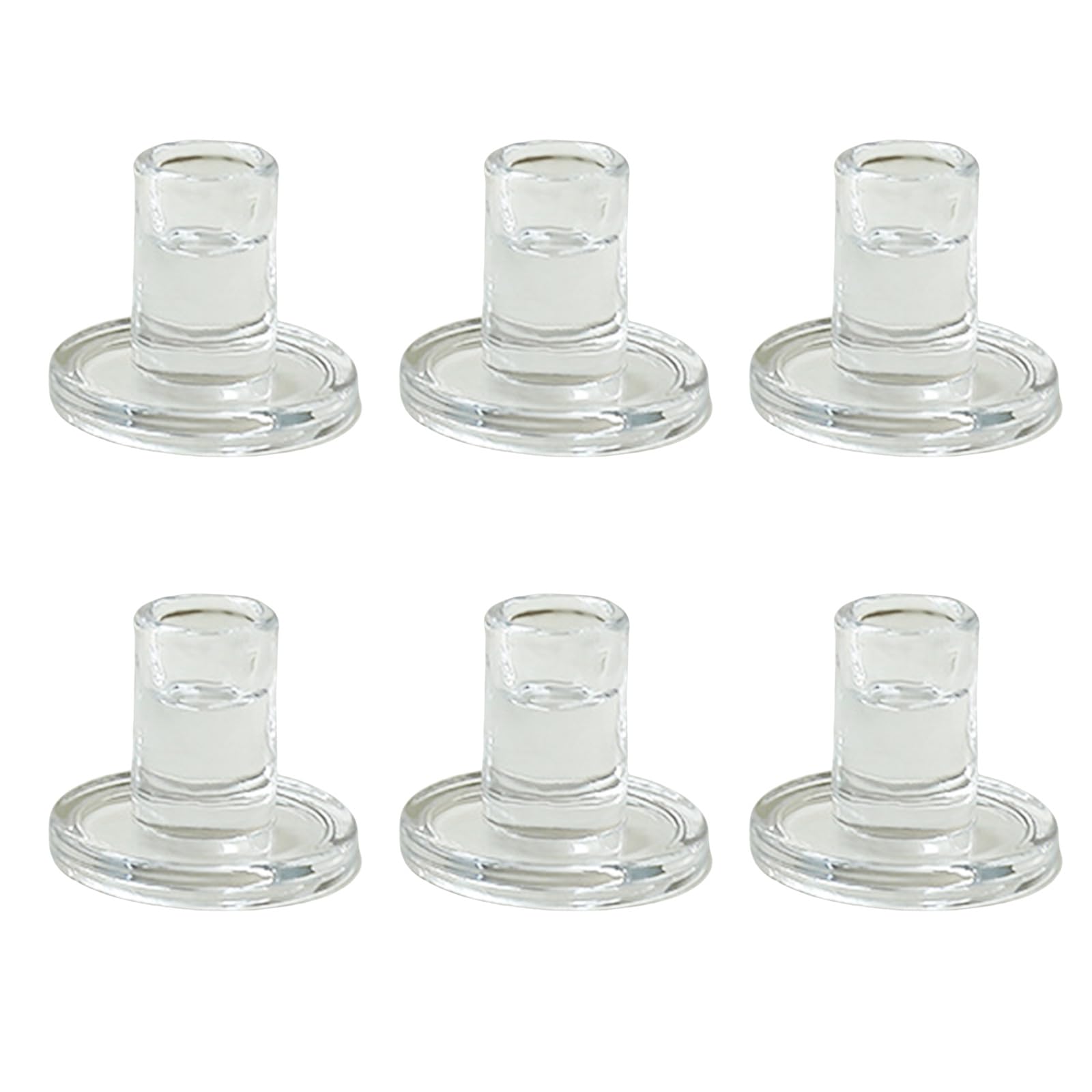 6Pcs Small Glass Holders Tealight Candlesticks Tapers Stand for Table Centerpieces Weddings Party Decors Clear Glass Candlestick