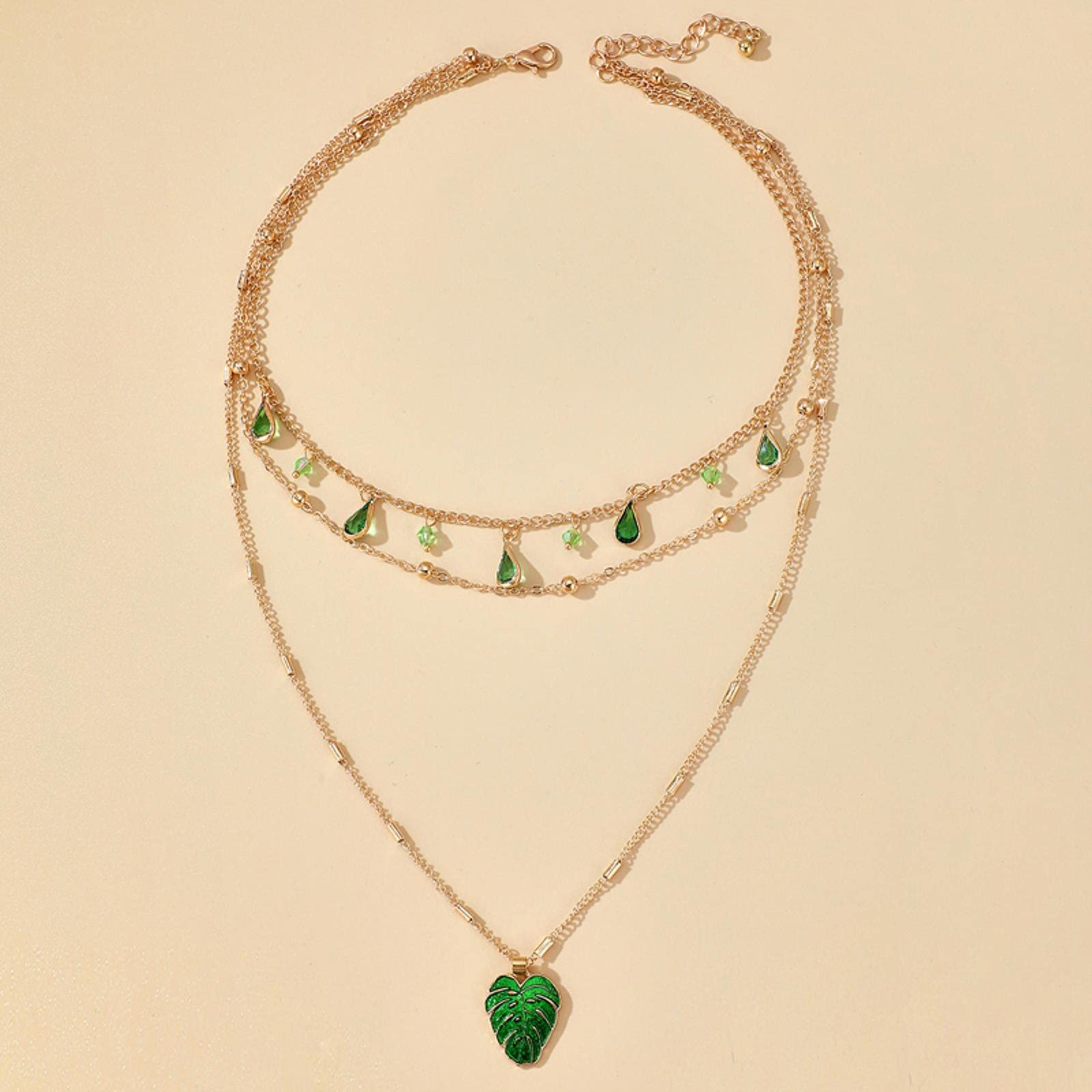 Collier Ras-du-coup Femme Avec Pendentif Deux Feuilles - Argenté (neuf Sans Boîte)