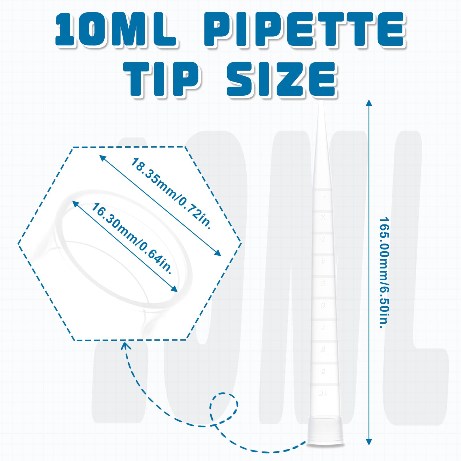 Punte per pipette da 10 ml, 100 punte universali da 10 ml, trasparenti, in polipropilene (PP), autoclavabili, senza DNasi/RNasi/Pirogeni, liquido da laboratorio, 100 pezzi/sacchetto