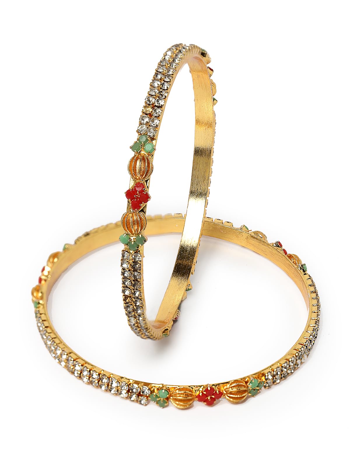 Sukkhi Delicate Gold Plated Red And Green White AD Stones Thin Bracelet Bangle Set Jewellery for Women & Girls| Set of 2|Birthday Anniversary Gift for Women|B105908 (B0CPPBMSQK) Amazon Price History, Amazon Price Tracker