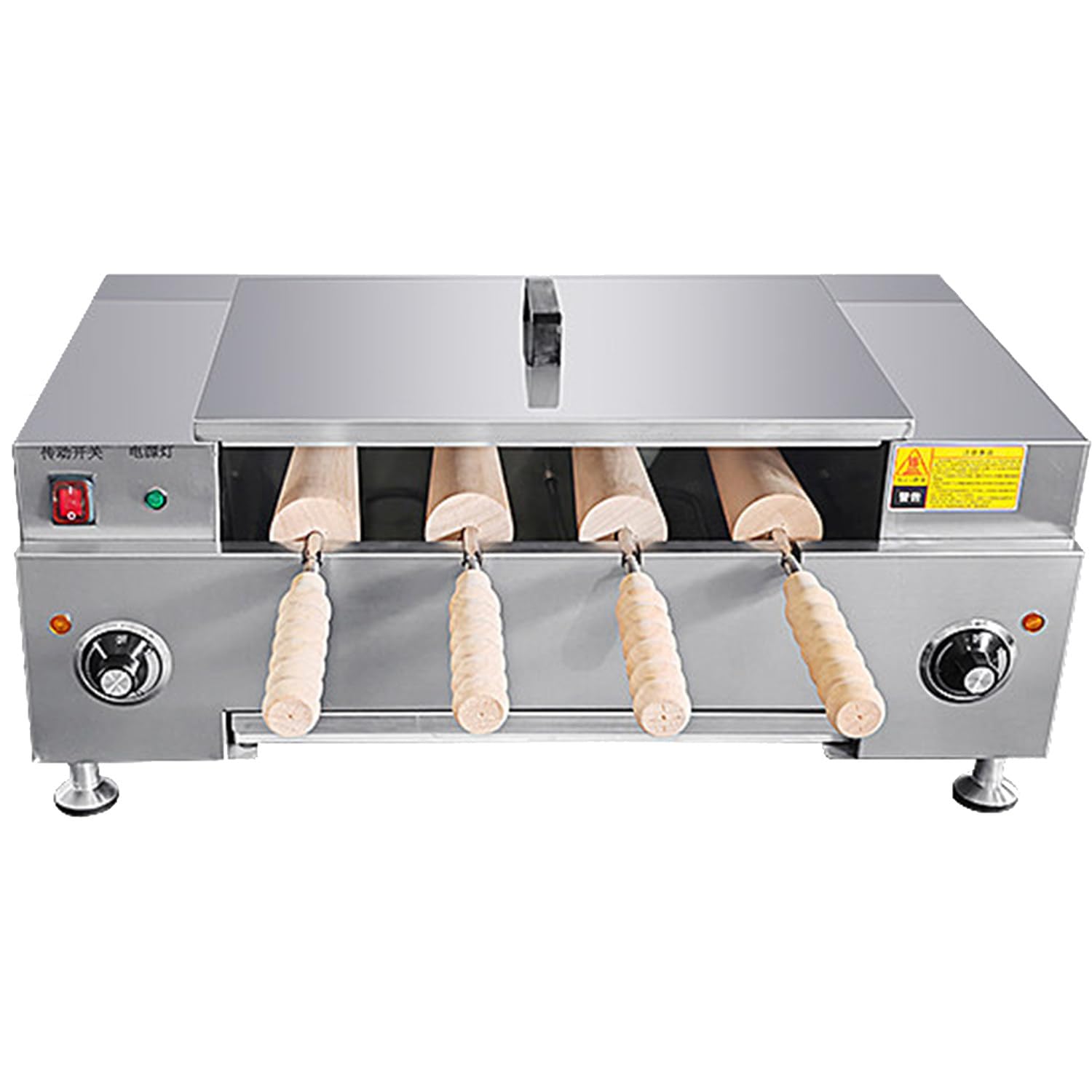 Qiang Commercial Chimney Toaster Machine, Chimney Bread Cake Oven, 4/8 Conical Rollers with Wooden Handles, Multifunctional Toast Waffle, for Bakery 4pcs