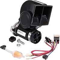 Buzina de trem para caminhão Farbin, 12 V, 150 dB, buzina de ar tipo caracol superalta com compressor de ar para caminhão, carro, barco, van, caminhonete, SUV, motorhome, moto e off-road