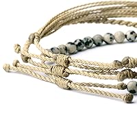 Vista 528 de Handmade Natural Stone Beaded Healing Bracelet Gift for Men Adjustable Rope String Bracelet (picasso jasper, Adjustable)