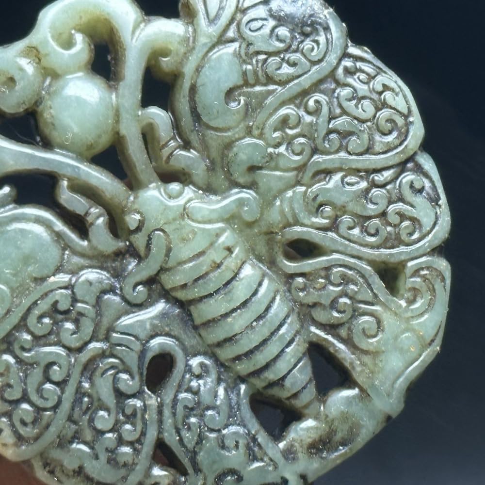Collection - Adornos colgantes de piedra de jade envejecida, objetos antiguos, mariposa, 8 unidades