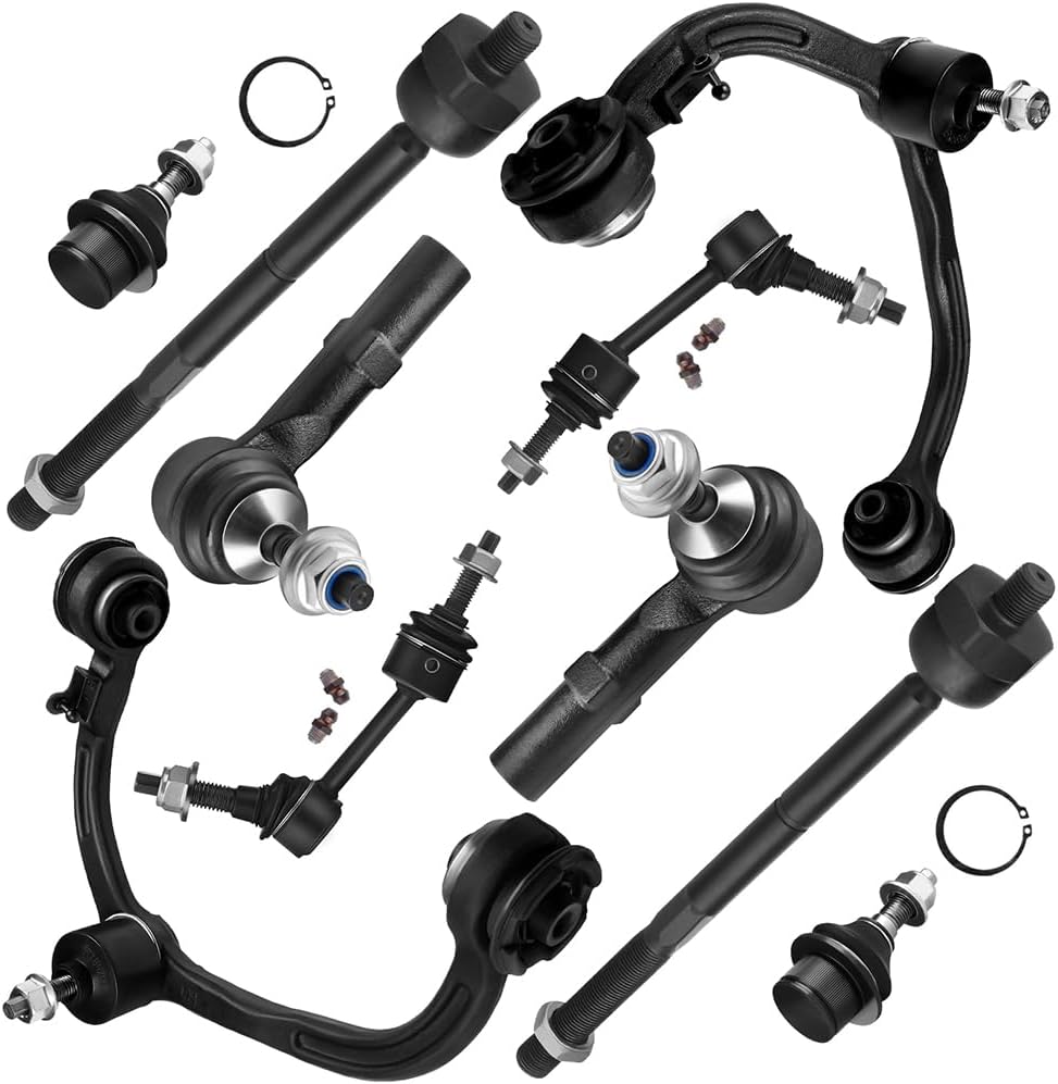 10pc Set Front Suspension Kit Upper Control Arm Lower Ball Joint Sway Bar End Link Inner Outer Tie Rod End Replacement for 2003-2004 For Ford Expedition For Lincoln Navigator
