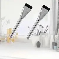 Pacote com 2 pincéis de base plana, pincel coreano de maquiagem suave e densa para aplicação de base líquida com forte fluidez (prata)