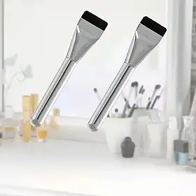 Pacote com 2 pincéis de base plana, pincel coreano de maquiagem suave e densa para aplicação de base líquida com forte fluidez (prata)