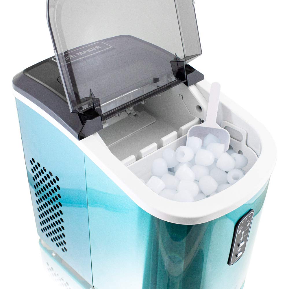Eiswürfelmaschine Edelstahl Eiswürfelbereiter Eiswürfel Ice Maker Eis Maschine Icemaker (Hellblau)