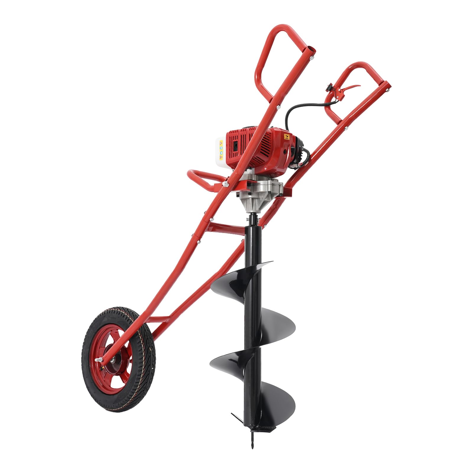 52CC - Trapano a colonna a due tempi, 1,46 kW, trapano da giardino con carrello manuale, trapano a benzina a due tempi, adatto per lavori di perforazione in giardino e di perforazione