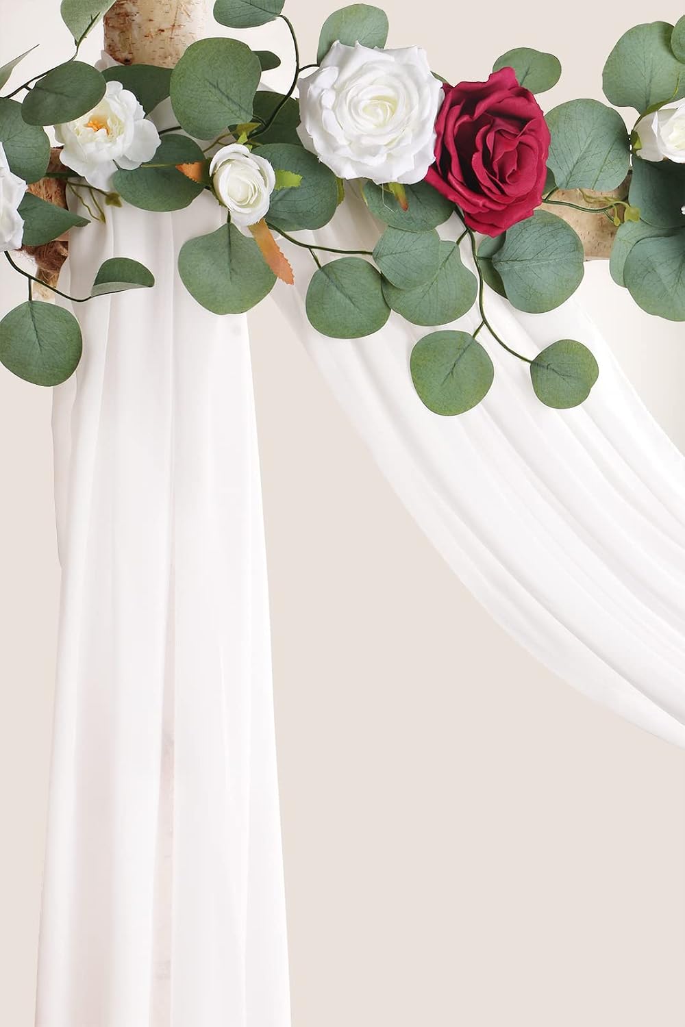 20Ft Wedding Arch Draping Fabric Panels, White Chiffon Table Runner Decoration, Fabric Drapes Arbor Drapery Wedding Ceremony Reception Swag Decorations