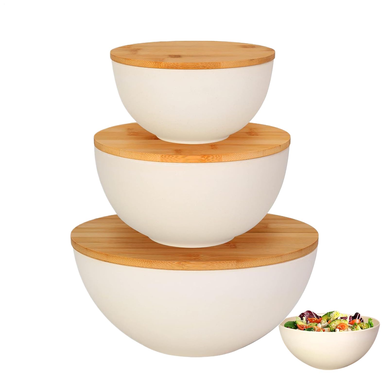 Miska Sałatkowa z Pokrywą Do Przyrządzania, Przechowywania i Podawania | Pojemniki do Przygotowywania Posiłków Pojemniki Kuchenne Na Sałatkę Owoce Pieczywo Przekąski Zupę Warzywa Do Przechowywania