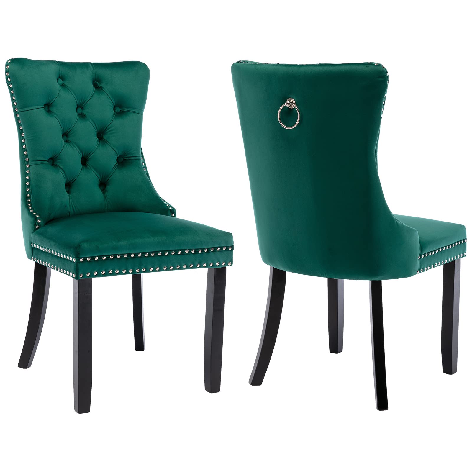 Amazon.com - ODUSE-DAILY Green Velvet Dining Chairs Set of 2, Kitchen ...