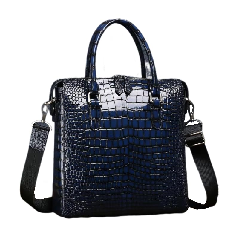 Grand sac à bandoulière en cuir véritable imprimé crocodile homme