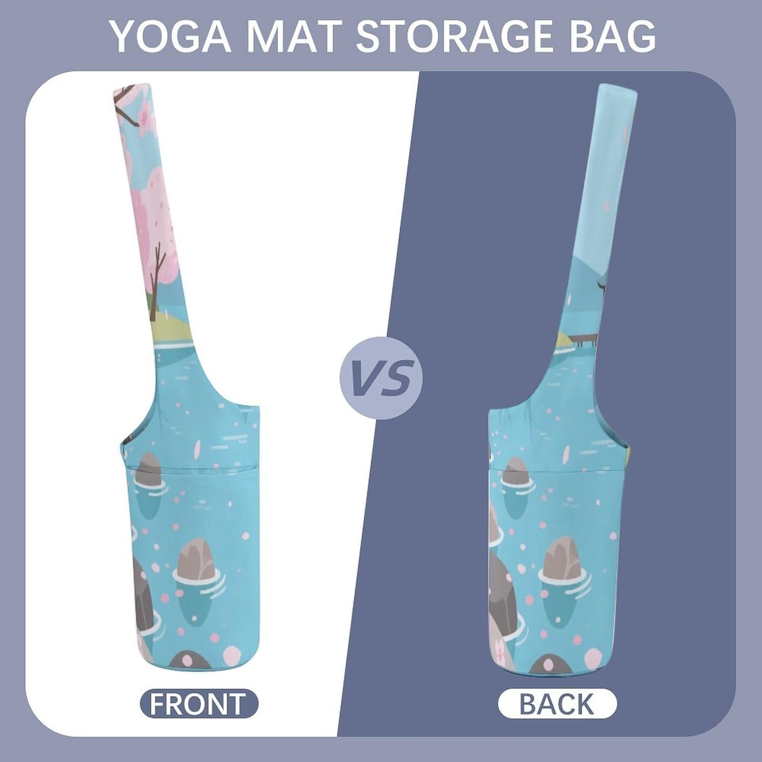 Cherry Blossom Lakeside Canvas Yoga Mat Bag Yoga Mat Carrier image 3