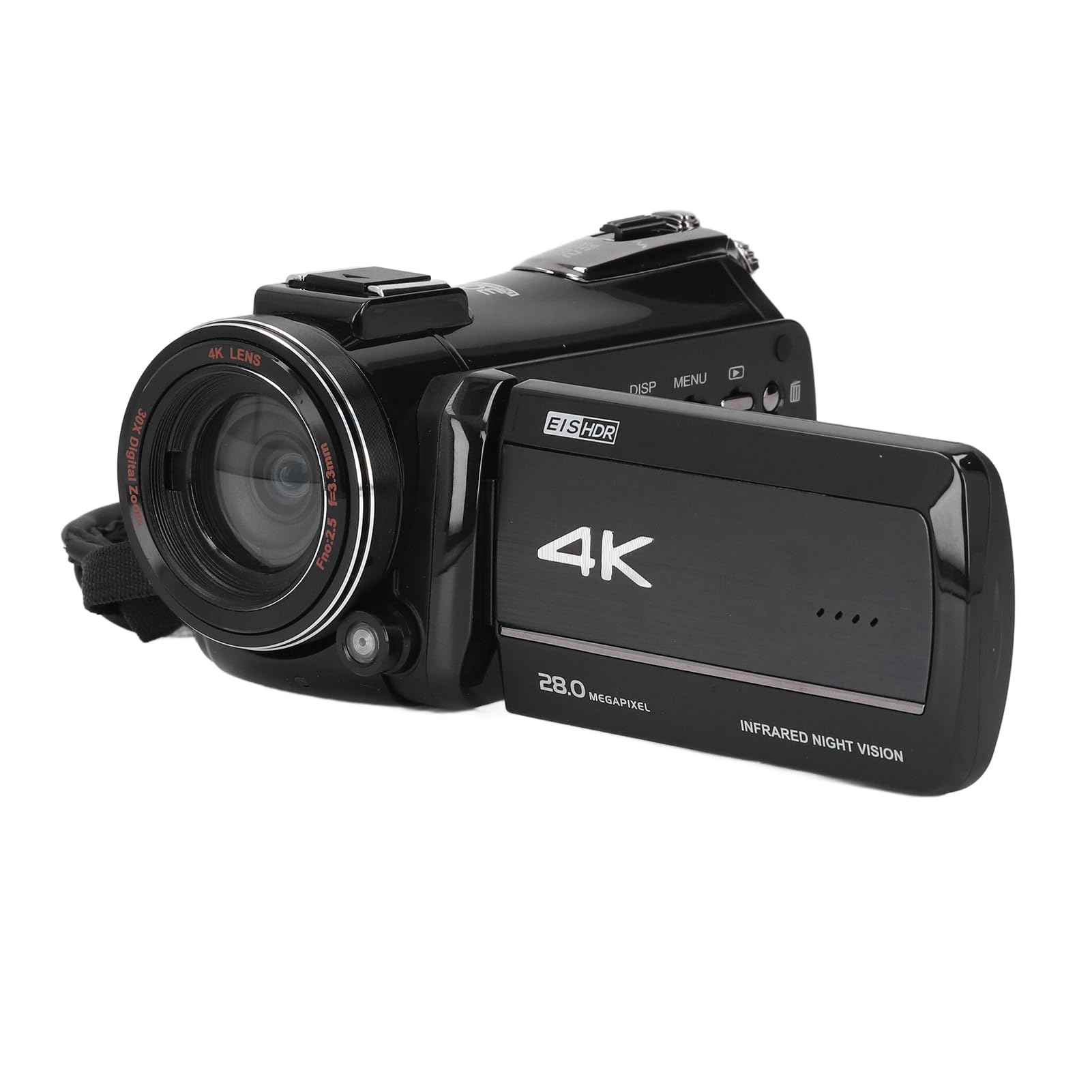 Videocamera 4K, Registratore per Fotocamera Digitale da 28 MP con Touch Screen da 3,0 Pollici, Rotazione di 270 Gradi, Zoom Intelligente 30X, Anti-vibrazioni, Doppi Microfoni,