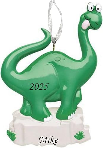 Miniatura 7 de Adorno de árbol de Navidad personalizado para niños 2023, dinosaurio T-Rex rojo, adorno personalizado para niños y niñas, decoración grabada con