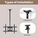 RISSACHI TV Ceiling Mount for 32–80 Inch TVs | 360° Rotation, Tilt, Swivel and 160 cm Adjustable Height, Heavy-Duty 68.2 kg Load Capacity gallery image