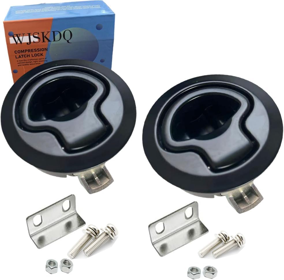 WJSKDQ Boat Latches Flush Pull Slam Latch for Boat Boor Latches Handle Style Black 1/4'' Door Cabinet Hardware of 2PCS Black Zinc Alloy
