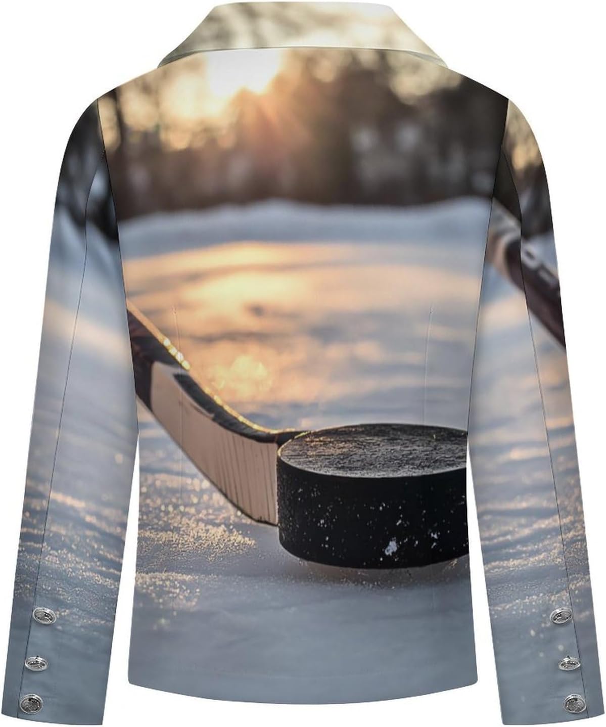 Hockey Puck And Stick Sliding Across The Ice Women's Blazer Long Sleeve Suits Business Casual Blazers Jackets Lapel Open Front Suit