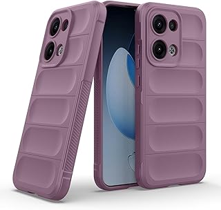 جراب موبايل خلفي مضاد للصدمات من السيليكون والبولي يوريثين المقاوم للحرارة مع بطانة مايكروفايبر مع واقي كاميرا لموبايل أوبو رينو 13 شبكة الجيل الخامس 5G (أرجواني)