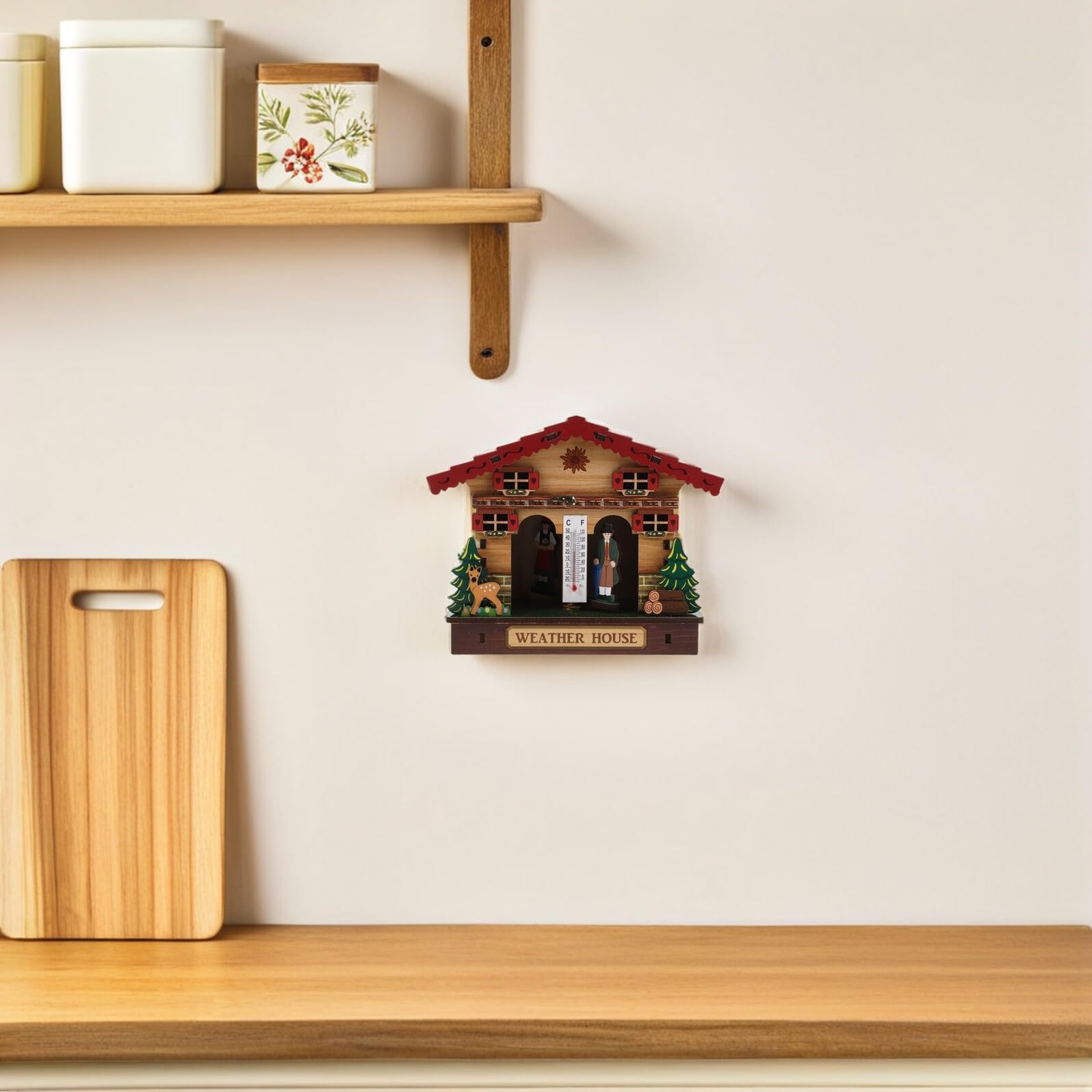 Termometro Igrometro Barometro da Parete in Legno Decorativo per Interni Casa e Sauna Indicatore Clima Preciso per Temperatura e Umidità per Camere Uffici e Spazi Compatti