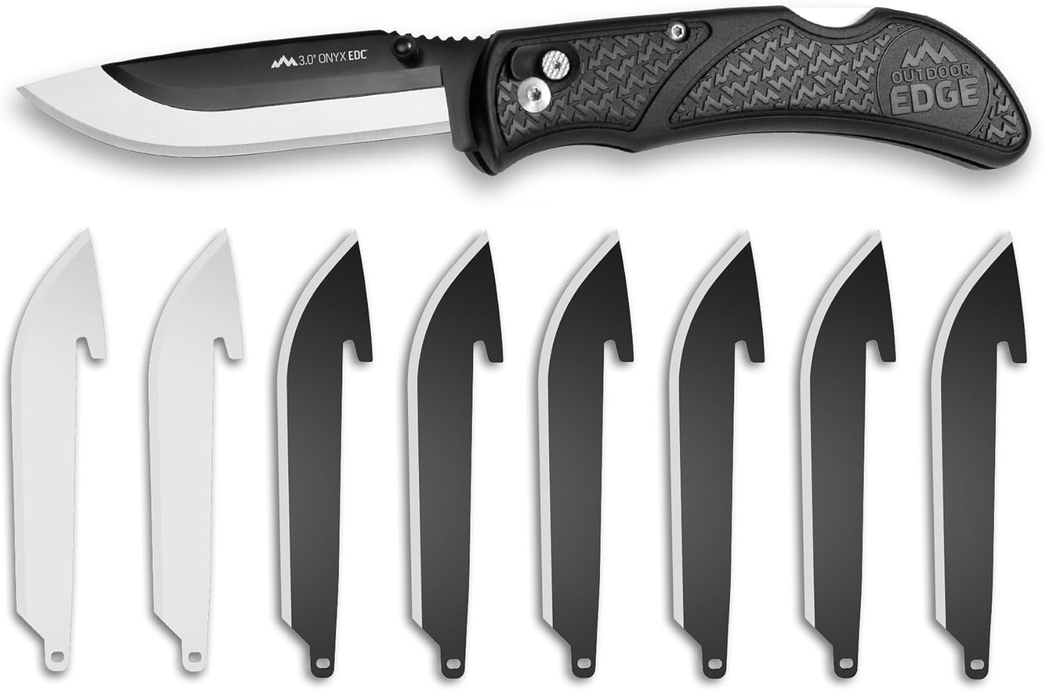 OUTDOOR EDGE 3.0" Onyx EDC with 3 Stainless & 6 Black Drop-Point Blade Pack | Pocket Knife with Replaceable Blades and Pocket Clip | The Perfect Razor Sharp EDC Knife