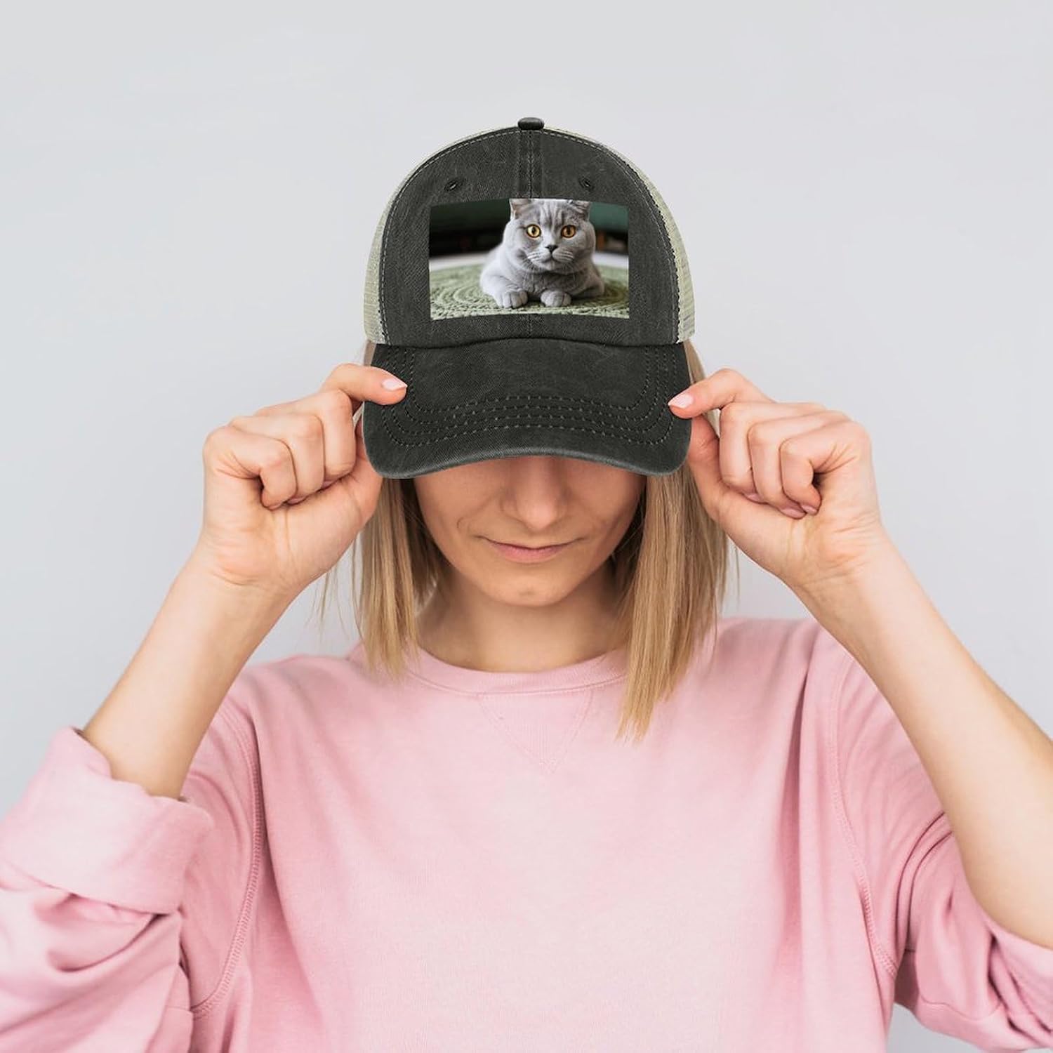 Cat on Carpet Sport Hat for Men Women Hollow Cowboy Hat Adjustable Baseball Cap Apparel Gifts Accessories
