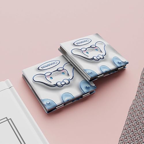 Miniatura 6 de Bonito mini espejo compacto para mujeres y niñas, espejo de maquillaje de viaje de piel sintética con aumento 1X2X, idea de regalo única, 2.7