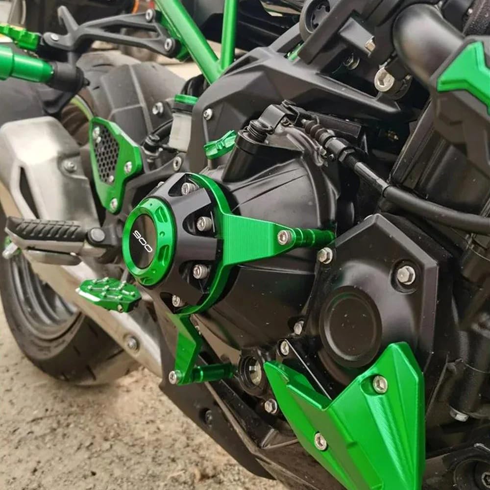 MOWOK Accesorios de Motocicleta para Kawasaki Z900 Z 900 SE 2017-2021 2022 2023 2024 Cubiertas de Motor Protectores Protector de Cubierta de estator Carter Deslizador anticaída (Verde)