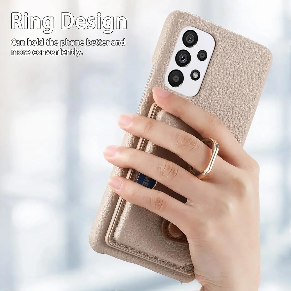 Funda de Cuero con Anillo para Samsung Galaxy S23 S21 FE S24 Ultra S22 Plus A54 A14 A15 A25 A35 A55, Billetera con Tarjetero, marrón, para A13 4G