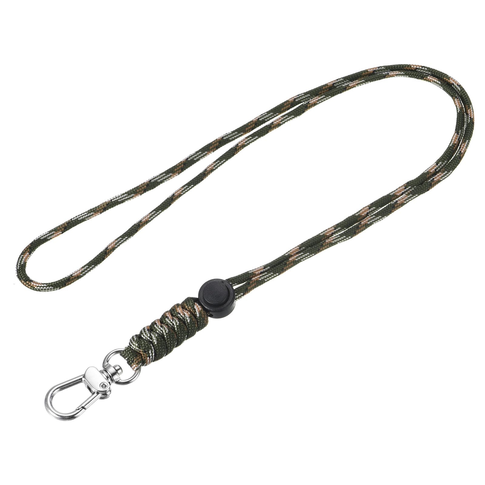 YOKIVE 1 Pcs Paracord Lanyard with Clasps, Necklace Keychain Cord Metal Hooks Straps, Camo Green, 19 Inch
