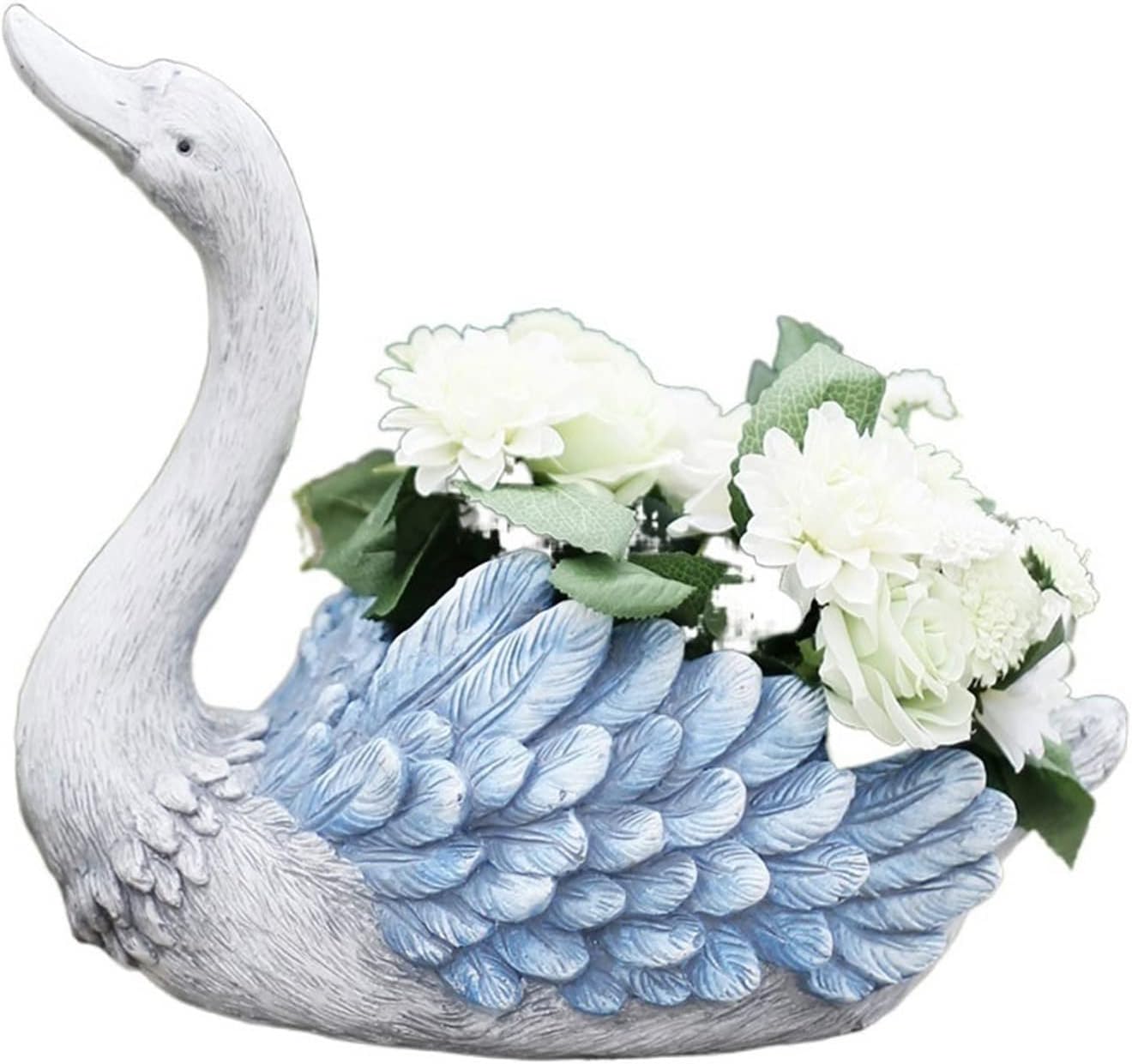 Indoor/Outdoor Creative Swan-Shaped Planters, Large Patio Balcony Decorative Plant Pots, Succulent Pots (Beige, Size: A 33*17*31.5cm or B 32.5*18*36cm)