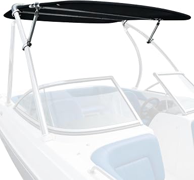 Sunluway Universal Wakeboard Tower Boat Bimini Top, 600D Bimini Top Canvas, Frame, Clamps, 60" L x 52 W, Boat Canopy for Most 2-2.5 Tubing Wake Towers on Bass Boats, Jon Boats, Pontoons & More