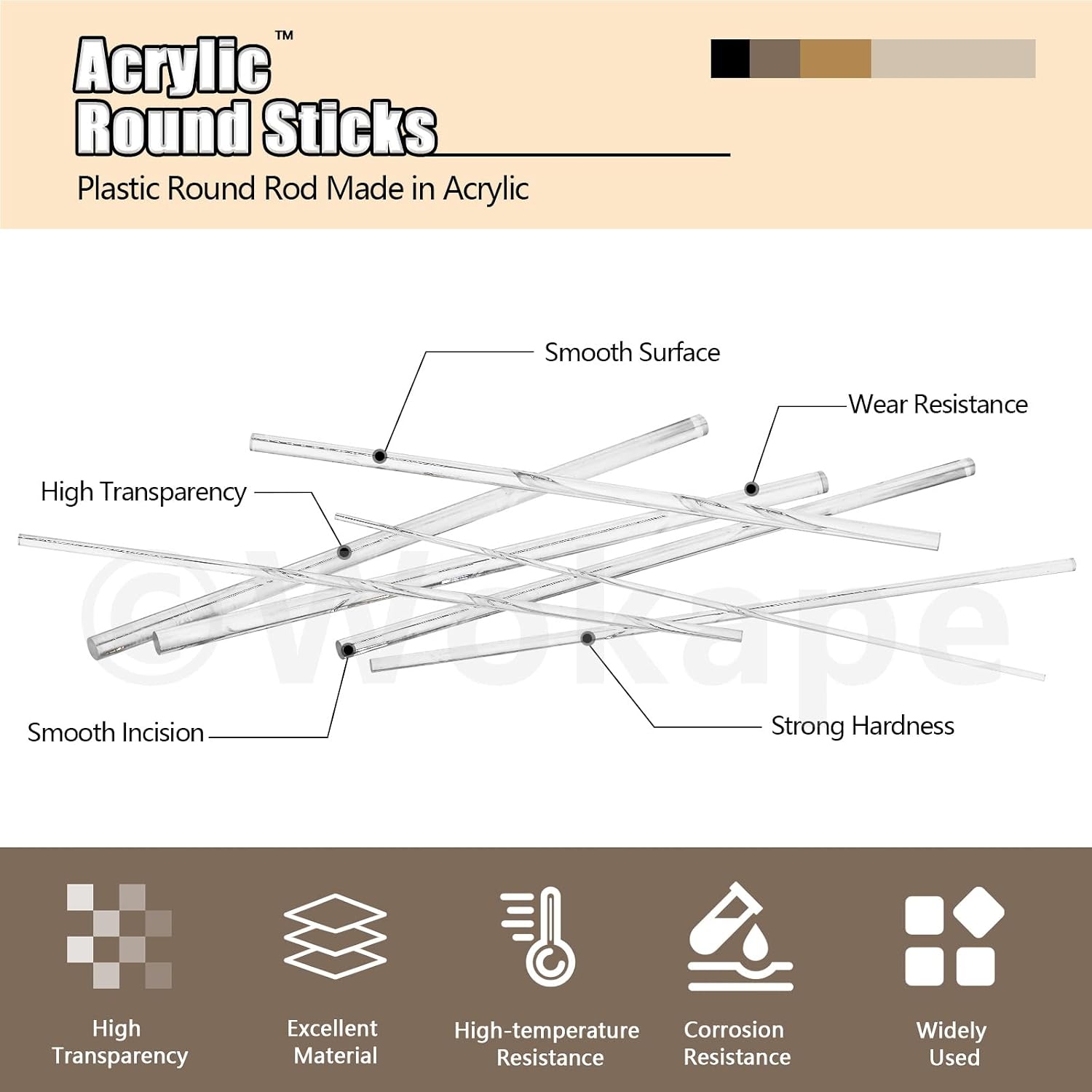 30Pcs 12 Inch Acrylic Clear Rods Kit, 6 Sizes Clear Acrylic Dowel Rods Plastic Round Rod for DIY Crafts(3/4/5/6/8/10mm Dia)