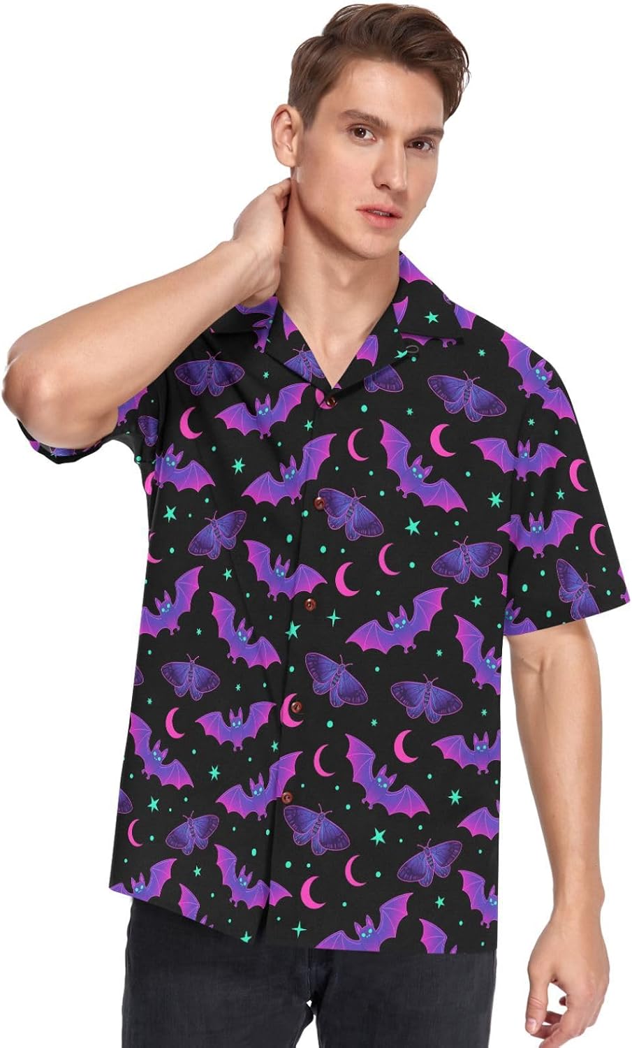 MNSRUU Men's Casual Shirt Hawaiian Short Sleeve Button Down Loose Hawaiian Beach Shirts, Summer Tropical Shirt
