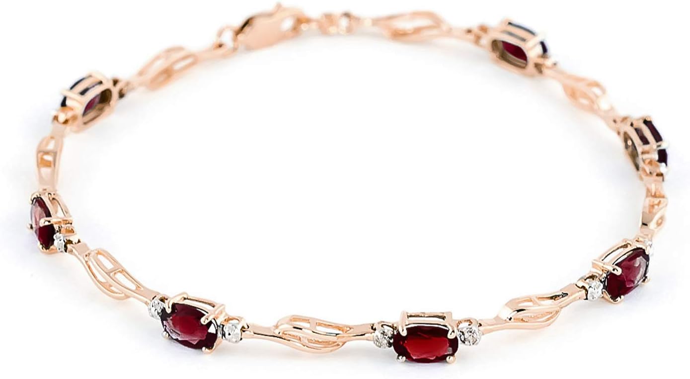 Galaxy Gold GG 14K Solid Gold, Natural Diamond Tennis Bracelet - April Birthstone, Stone of Eternal Love, 7-8.5 Inch, Fine Jewelry for Women