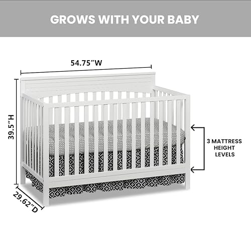 Miniatura 4 de Oxford Baby Harper, Cuna convertible 4 en 1, blanco nieve, con certificado GreenGuard Gold