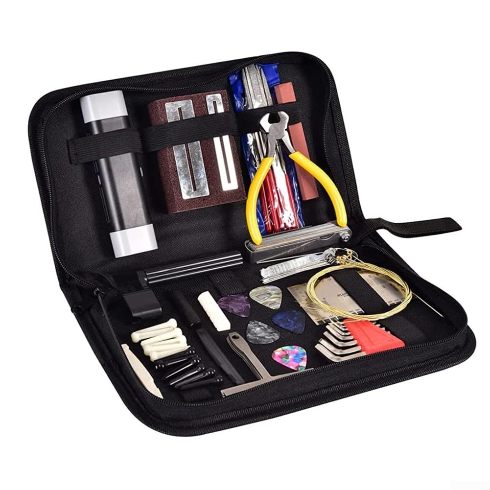 Kit Riparazione Chitarra 67 Pezzi | Per Chitarra, Basso E Ukulele | Set Manutenzione Completo Con Borsa - Foto 2