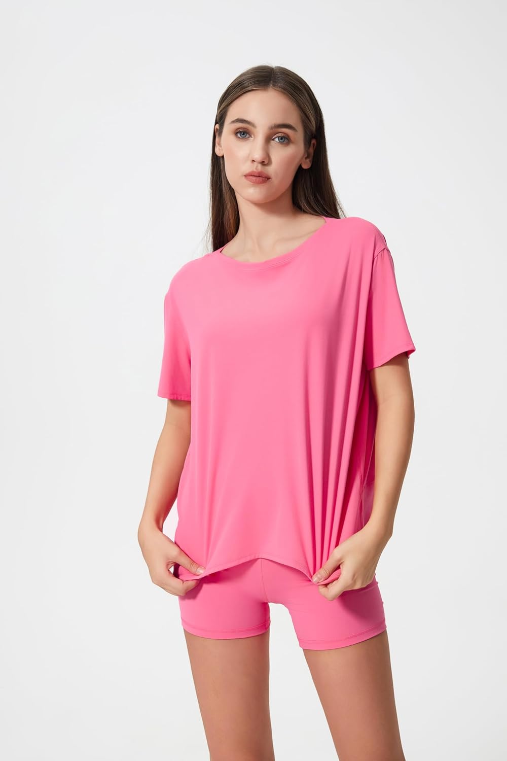 altiland Curved-Hem Workout T Shirt for Woman, Ultra-Soft Quick Dry Athletic Tee Yoga Running Oversized Short Sleeve Tops