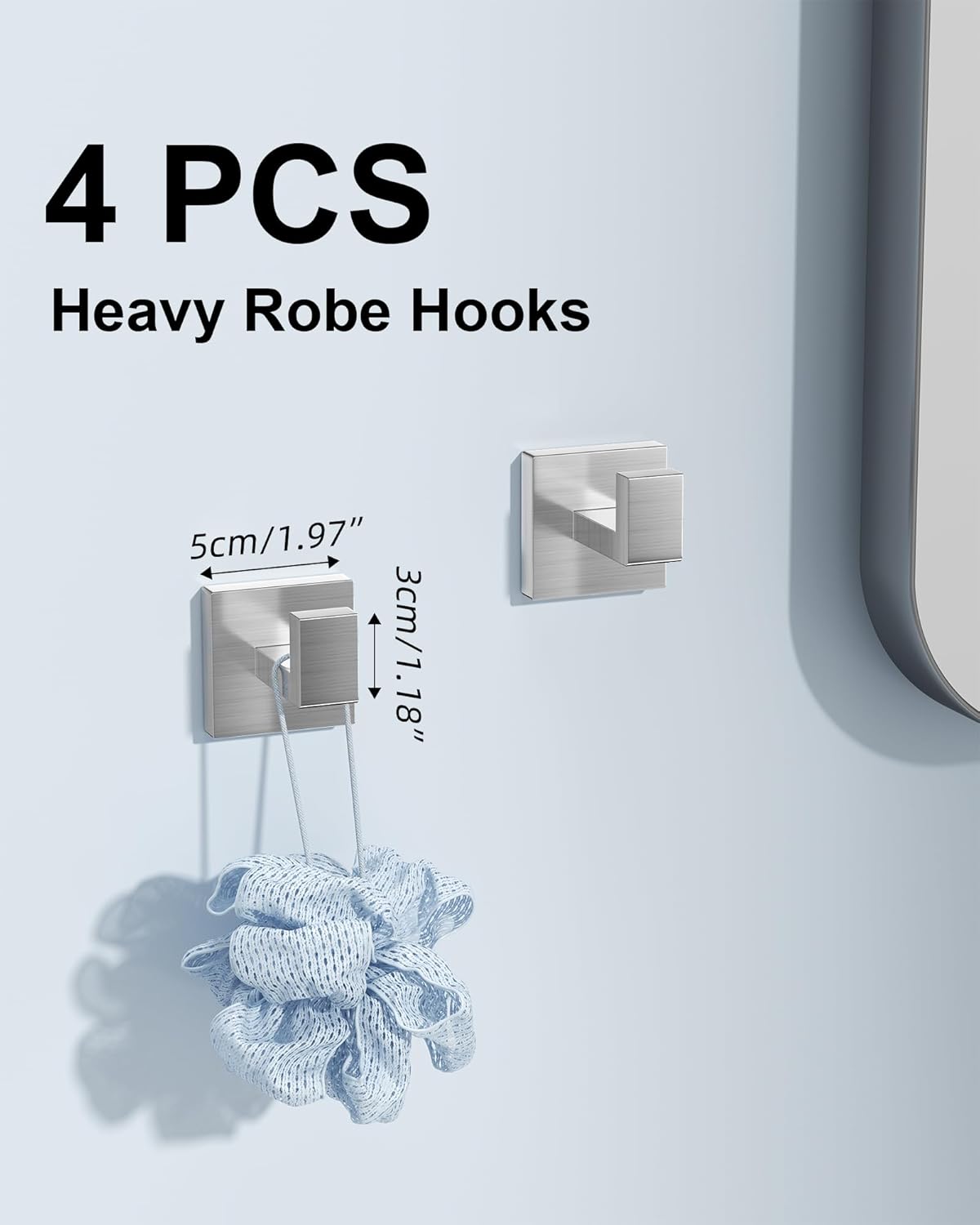 Brushed Nickel Bathroom Accessories Set, 10-Piece Stainless Steel Bathroom Accessories with Double 24" Towel Bars, 2X Toilet Paper Holders with Shelves, 4X Towel Hooks, 2X Towel Rings
