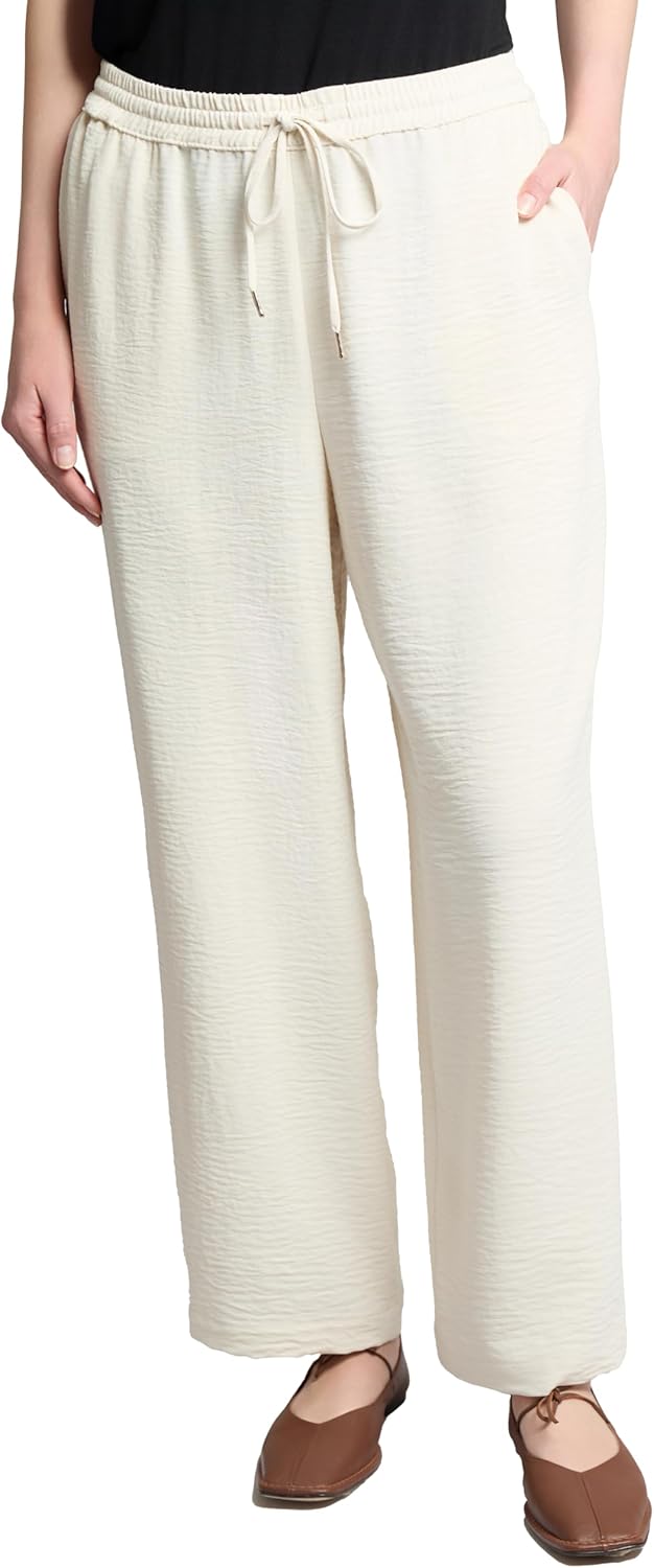 Jones New York Womens Plus-Size Drawstring Wide-Leg Pant