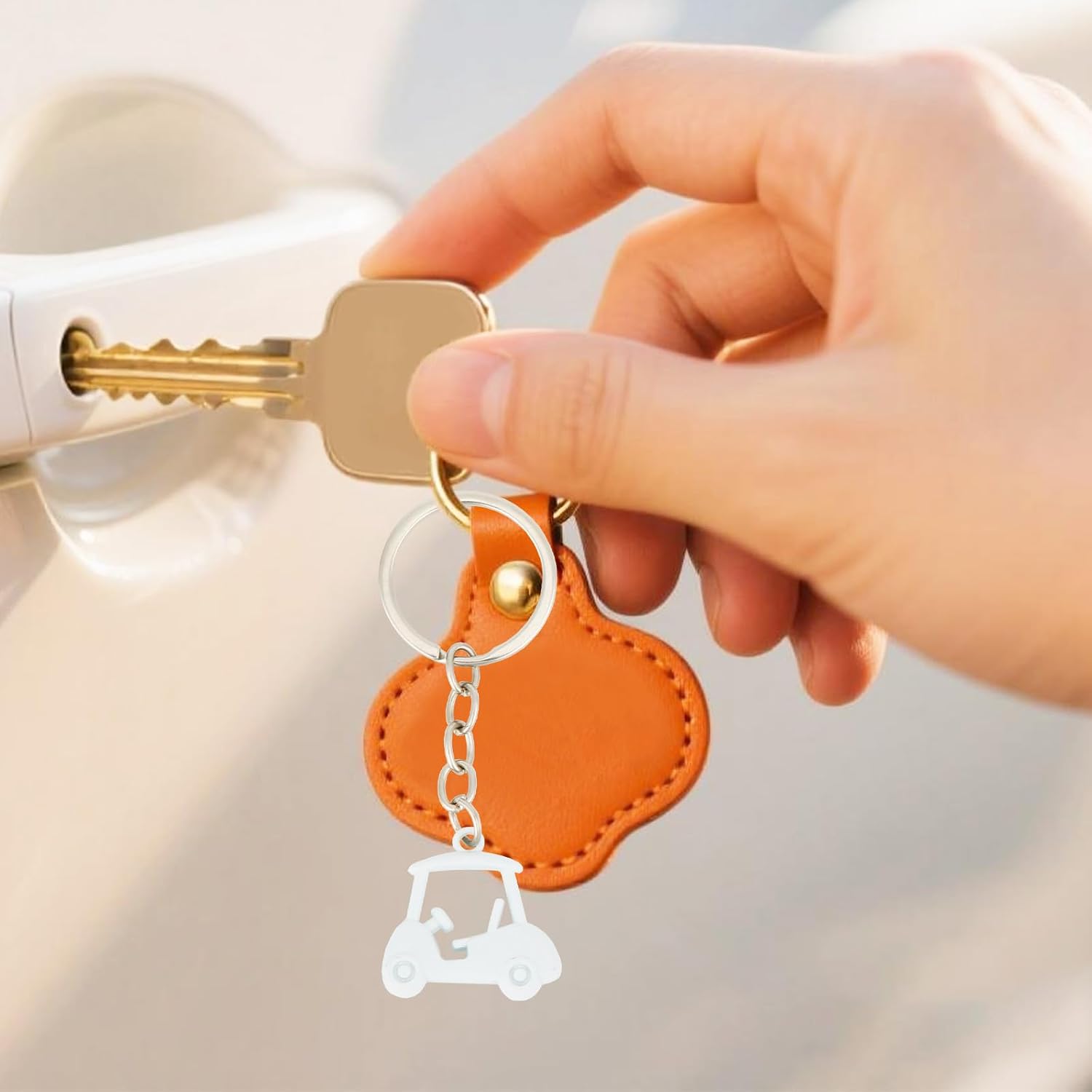 Mikovivi 2pcs Golf Cart Keychains, Zinc Alloy Key Ring Golf Key Holder Bag Accessories Souvenir Gifts for Players and Fans image 5