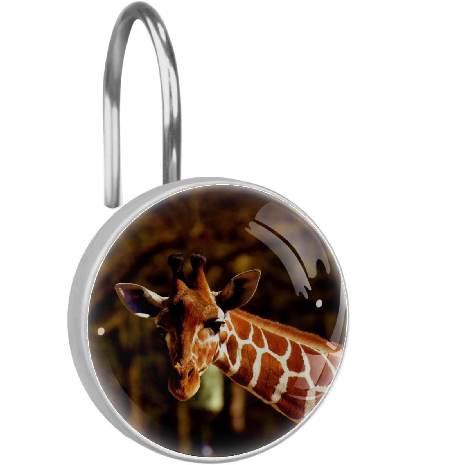 Crochets rideau de douche girafe en acier inoxydable antirouille pour salle de bain enfant x12