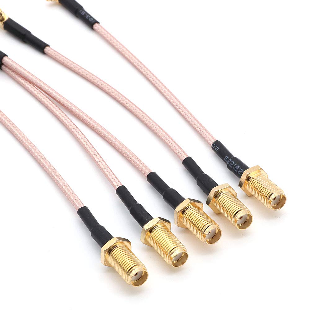 DollaTek 5 SZTUK 4 cal RG316 Złącze SMA Tail Antena Złącze męskie do MMCX Męski Niski Utrata Kabel koncentryczny Adapter kątowy - SMA Otwór SMA Wewnętrzna Spirala Zewnętrzna