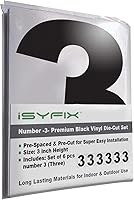 Vista 48 de iSYFIX Calcomanías de vinilo negro con el número 3 (tres), paquete de 6 calcomanías autoadhesivas de 8 pulgadas, calcomanías troqueladas y 3 Negro