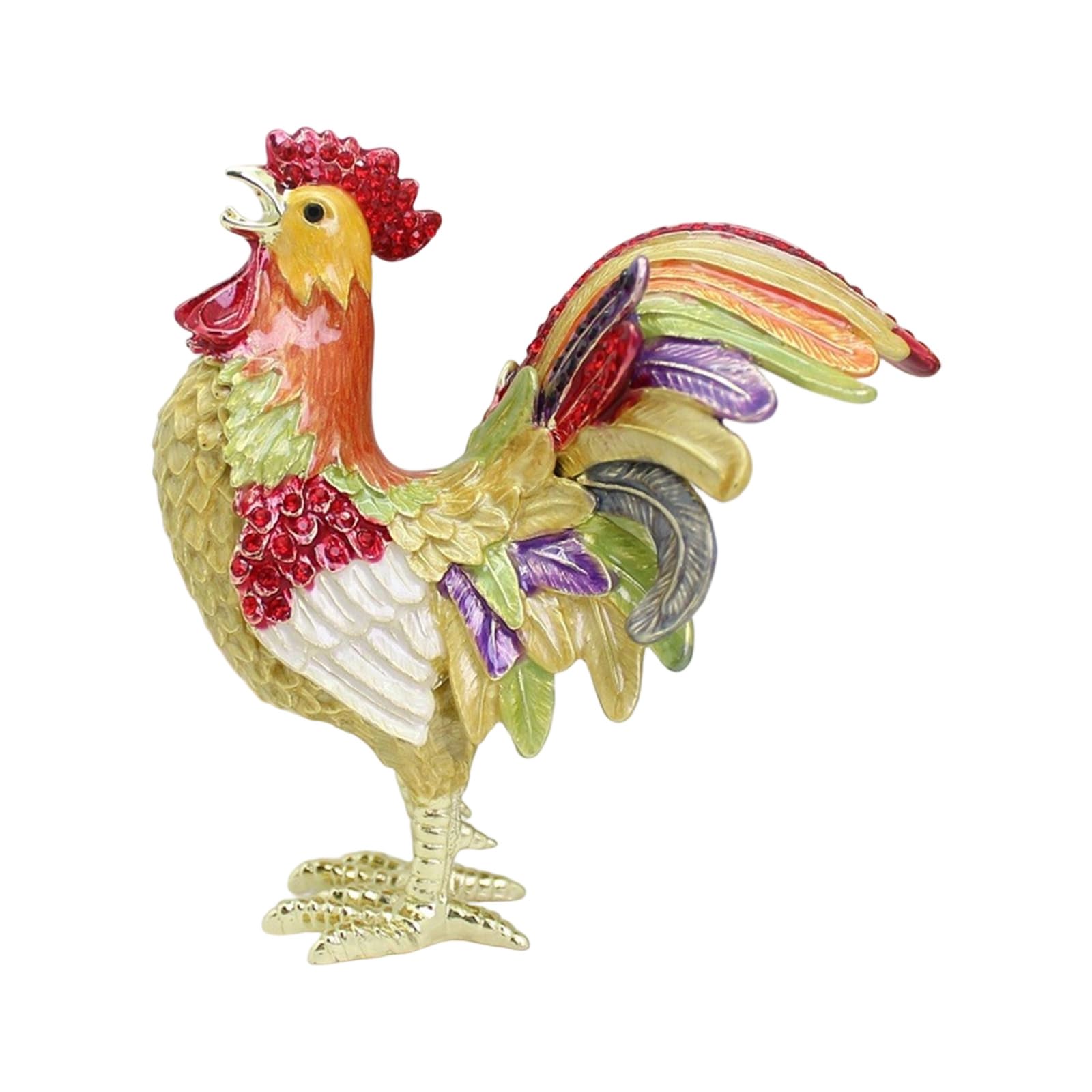 Kaeltsyn Artistic Metallic Rooster Themed Storage Case Unique Ornament Box Ideal for Keeping Your Valuable Jewelry Safe Metal Trinket Box