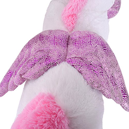 TE-Trend XXL Einhorn Kuscheltier 130cm weiß - Regenbogen Schweif und Glitzerhorn, EIN ideales Riesen Plüschtier für liebevolle Momente – Bild 5