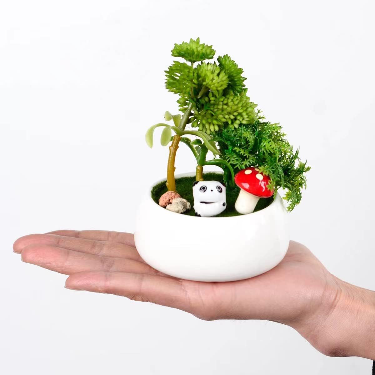 ⭐️ミニ人工観葉植物 フェイクグリーン 光触媒 パンダ 卓上 造花 消臭 可愛い Amazon｜ミニ人工観葉植物 フェイクグリーン光触媒 パンダ