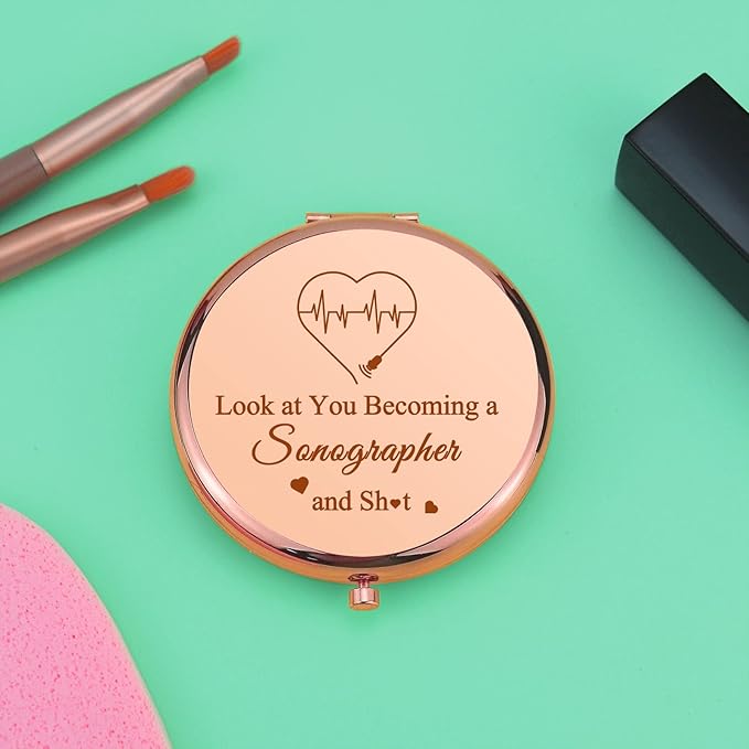 Espejo de Maquillaje Compacto Plegable con Forma Redonda - Regalo Original miniatura 2
