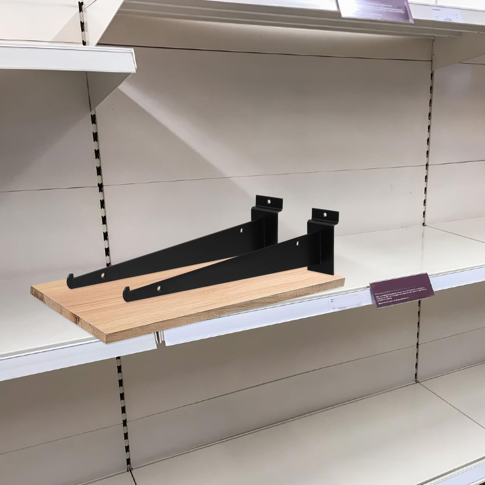 6 Stück Eisen Regalhalterungen für Lamellenwände Robuste Schwarze Wandhalterungen mit Einfacher Montage für Garage und Ladenregale
